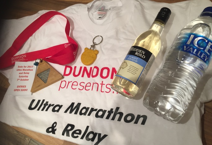 Goody bag included a lovely medal made from the redwoods, keyring, wine, water and a t-shirt